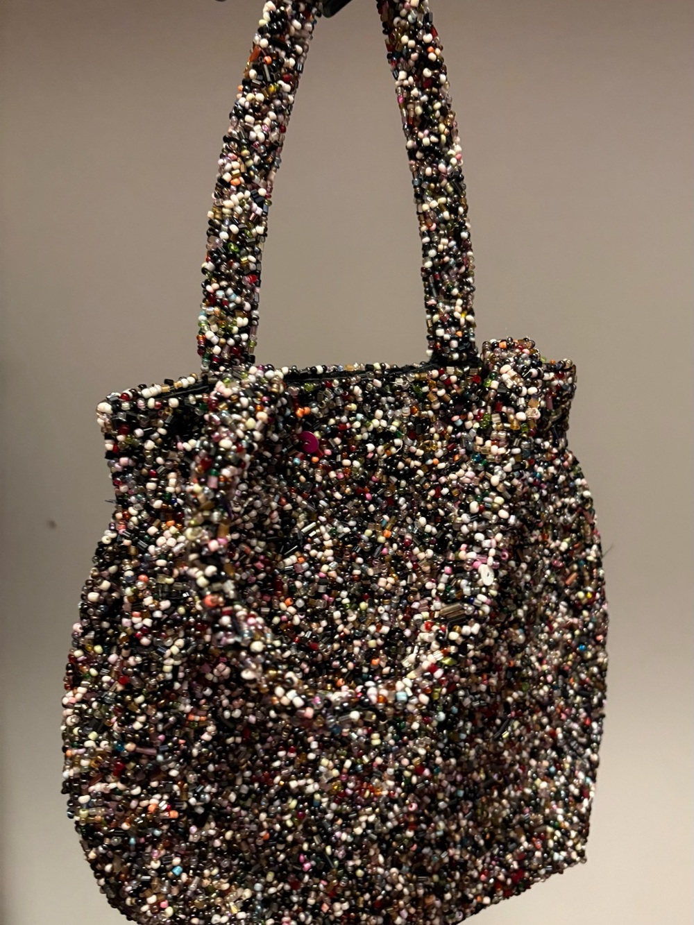 Beaded Multicolor Tote Bag - Elegant Sparkle Shoulder Bag